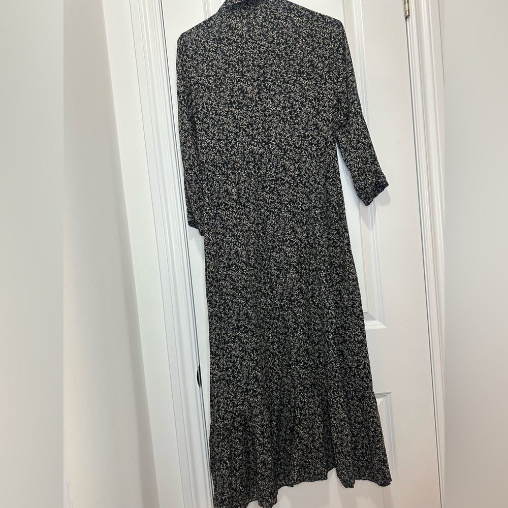 Zara Black and White Long Sleeve Maxi Dress - Picture 6 of 7
